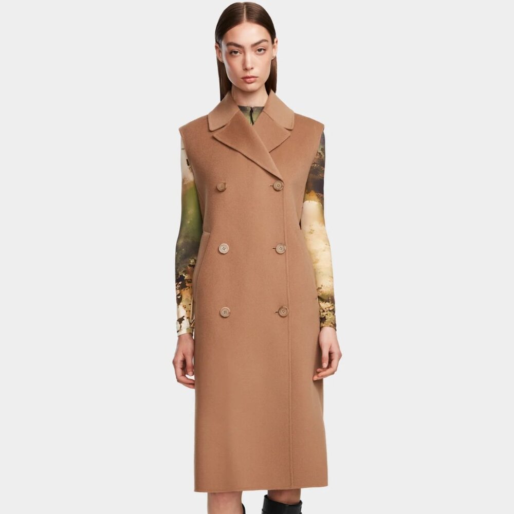 Rudsak Long Sleeveless Wool Vest in Beige, Sz M, NWOT $895